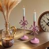 Single Head French Bow Candlestick Wrought Iron Candle Containers  Western Decoration