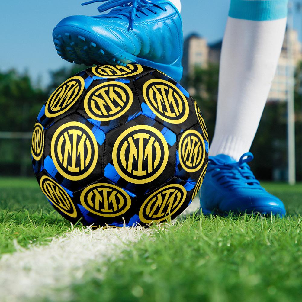 Inter. Italy-1 Indoor Soccer Ball Colorful All Ages Machine Stitched PVC Competition Ready Durable High-Bounce SIZE 5 Football.