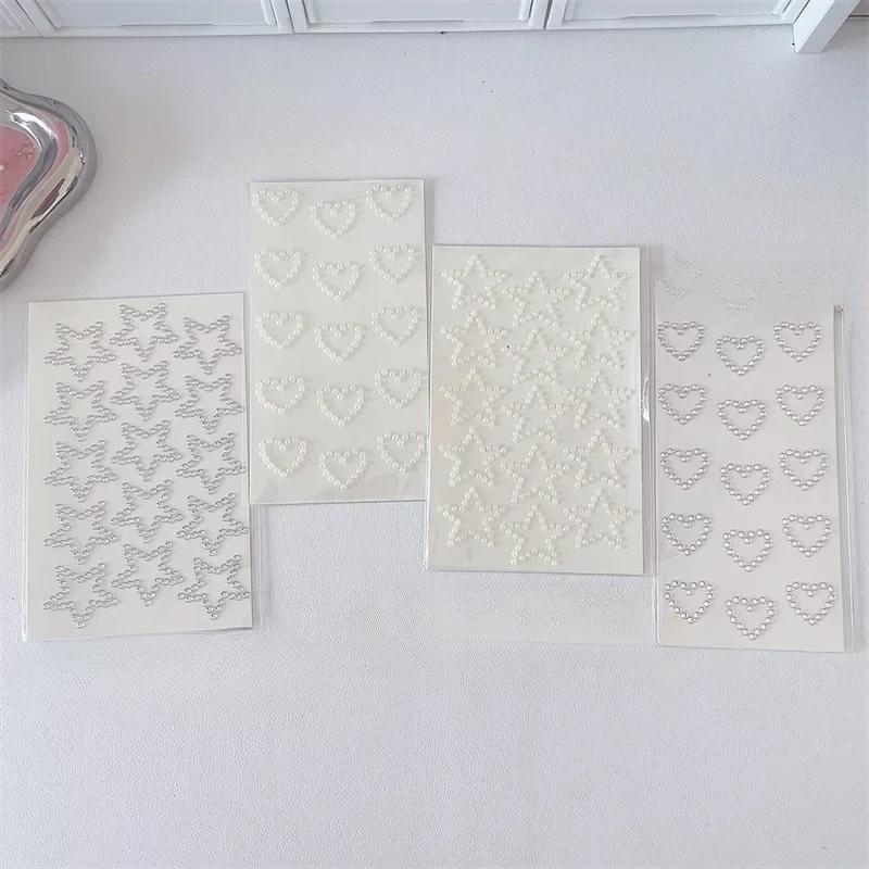 3D Звезда Сердцевидные Жемчуг Кристалл Наклейки Дети DIY Самоклеящиеся Украшения Поделки Блестящие Стразы Канцелярские Наклейки Девочки