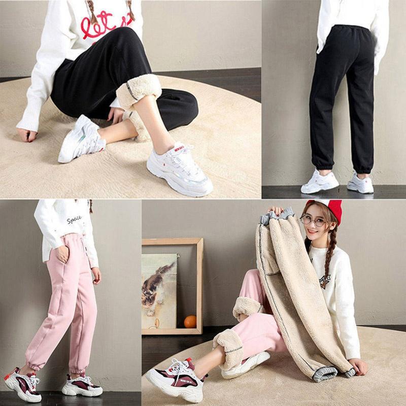 Осенне-зимние женские утолщенные бархатные спортивные штаны, плюшевые женские спортивные штаны на шнурке, мягкие теплые штаны с внутренними карманами
