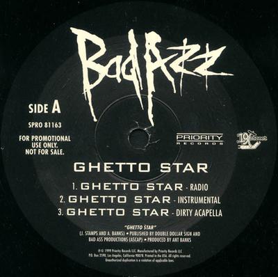 12-дюймовая пластинка BAD AZZ - Ghetto Star SPRO81163 Priority Record 1999 США Рэп и хип-хоп/R&B Б/У