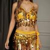Sequins Dance Bra Belt High Waist Hip Scarf Fashion Belly Dance Skirt  Performance Top