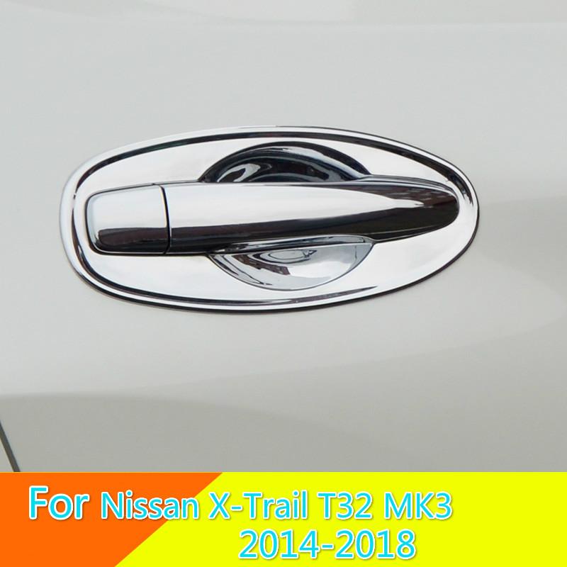 Для Nissan X-Trail T32 MK3 2014-углеродное волокно хромированная дверная ручка автомобиля крышка чаши X Trail XTrail автомобильные аксессуары
