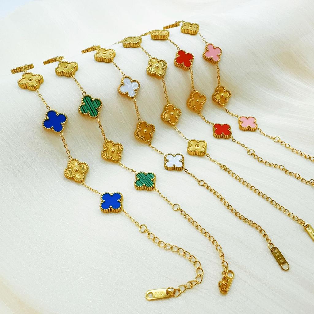 Titanium Steel Five Flowers Four-Leaf Clover Bracelet Women Do Not Lose Color 18K Light Luxury Jewelry