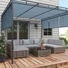Seven-Piece Rattan Garden Set, with Glass-Top Table - Mixed Grey