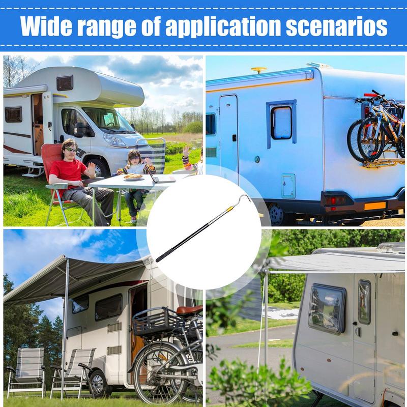 Телескопический шест для тента для автофургона, металлический шест, выдвижной механизм для открывания тента для автофургона, многофункциональный тяговый стержень с резиновой ручкой, портативный для автофургона