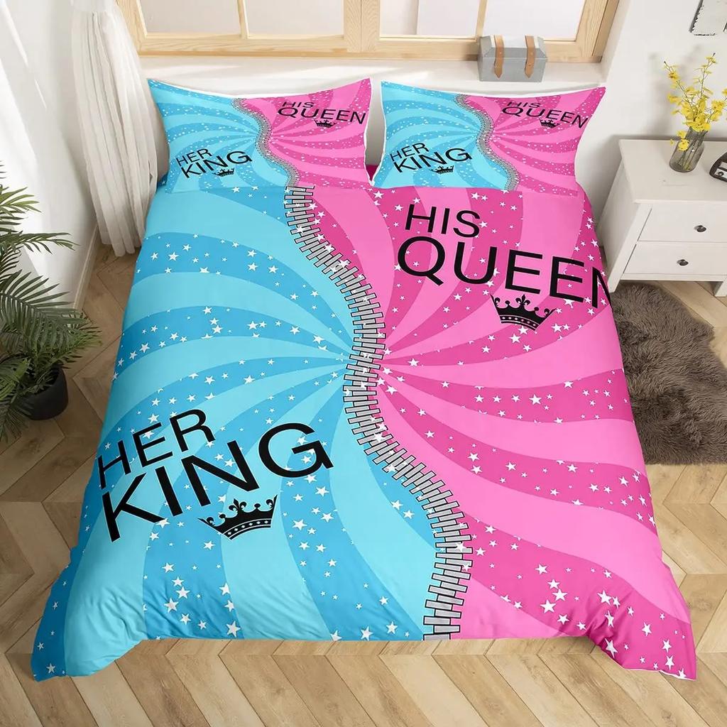 Couple Black And White King Queen Duvet Cover Mr And Mrs Gifts Bedding Set Red Lips Quilt Cover 2/3Pcs Polyester Comforter Cover