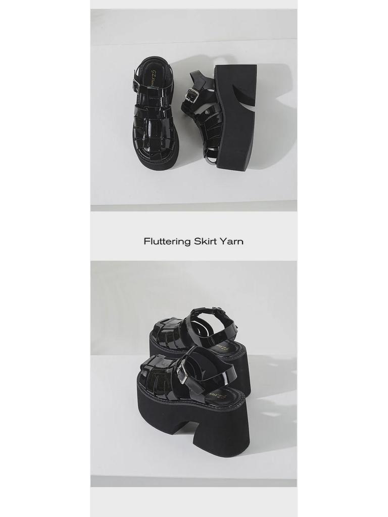 2025 Летние водонепроницаемые римские сандалии на толстой платформе 11 см с высоким каблуком для широких ног