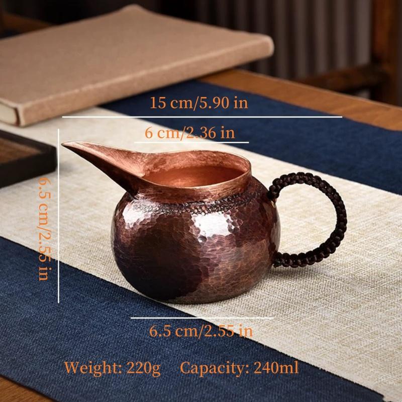 Vintage Pure Copper Coffee Cup,Hammer Texture Weave Pointed Mouth Handle 100 ml Milk Water Mug,Handcrafted Tea Tumbler Drinkware