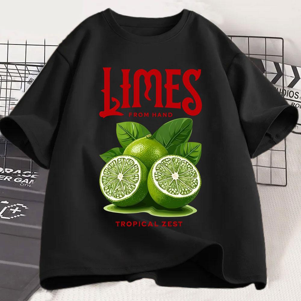 Funny Limes From Hand Tropical Zest Graphic Tshirts Unisex Unisex Fashion Aesthetic Y2k T Shirts Oversized Cotton Casual Tees Gifts