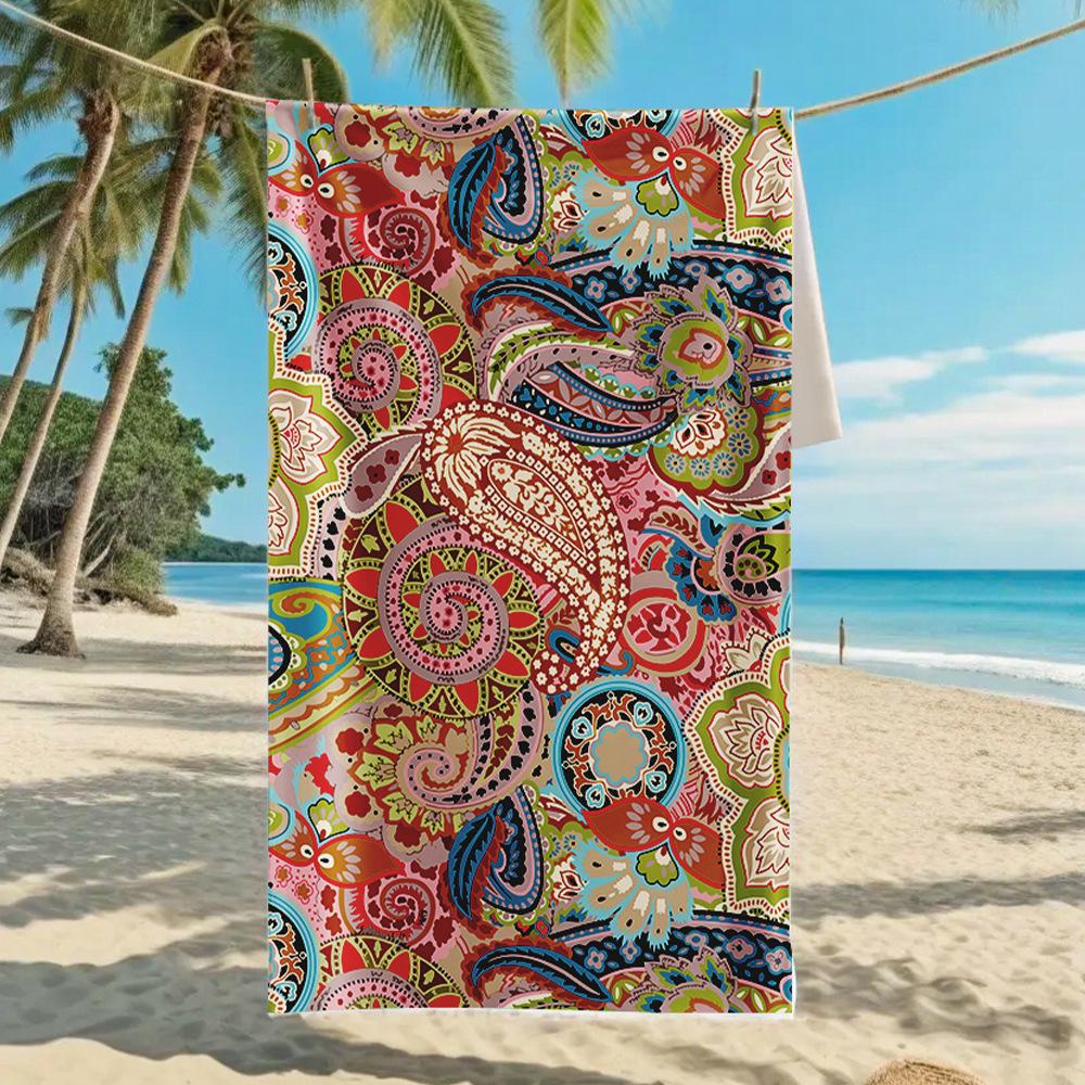 Новое двухстороннее бархатное пляжное полотенце, быстросохнущее спортивное полотенце, банное полотенце с принтом