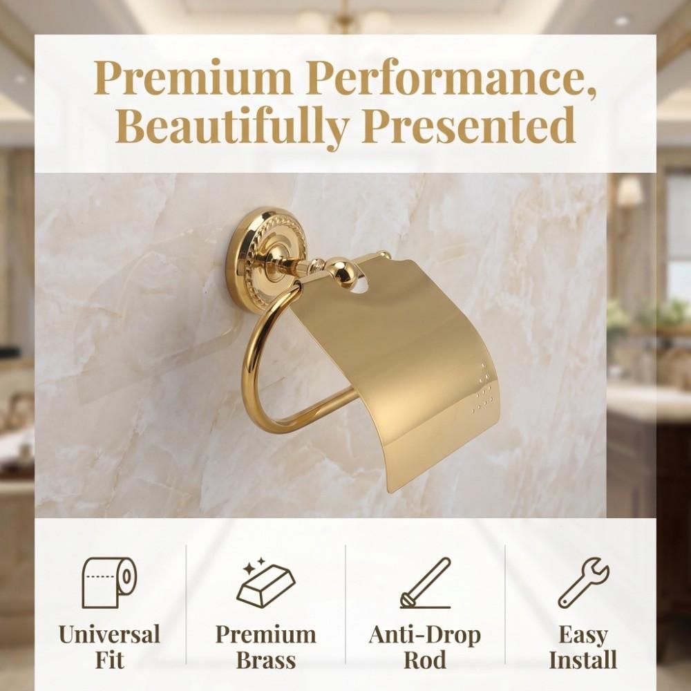 Exquisite Appearance Paper Roll Holder Copper Toilet Paper Holder Paper Towel Holder Space Saving