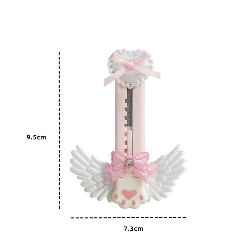 Ins Kawaii Мечтательный балетный стиль, кошачья лапа, универсальный нож, милая девушка, бант, крылья, украшение, резак для бумаги, мини-экспресс открывалка для конвертов