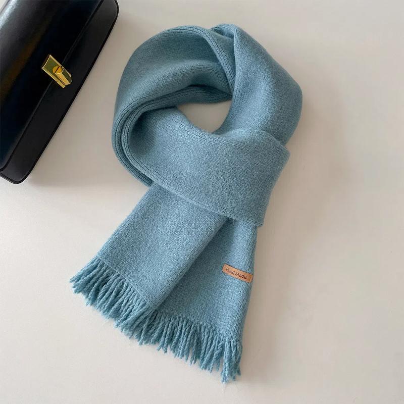 2024 New Autumn and Winter New Solid Color Tassel Simple Yarn Scarf Shawl Dual-use Warm Scarf for Women