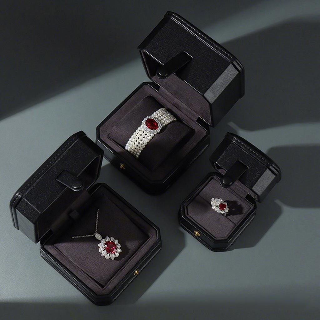Wonderful Pack High-Grade Leather Hand-sewn Square Luxury Jewelry Packaging Box for Rings Necklaces Bracelets Watches Storage