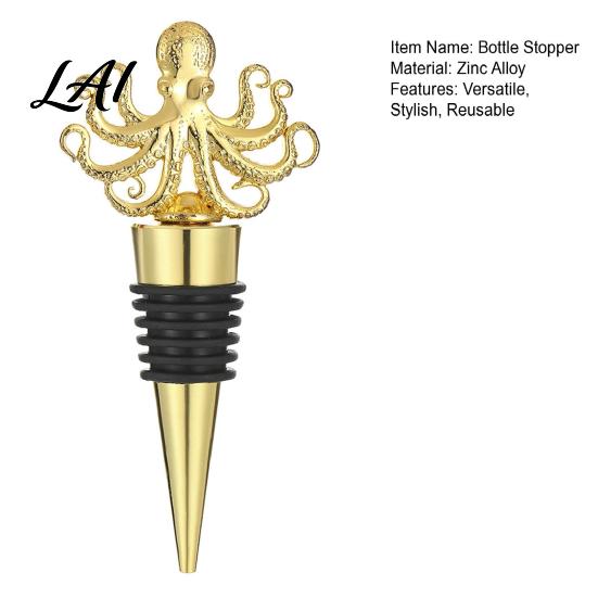 Travel Wine Stopper Octopus Stopper Zinc Alloy Bottle Seal for Red Champagne Beer Reusable Cork Decorative Cap Gift Lover Fresh Saver