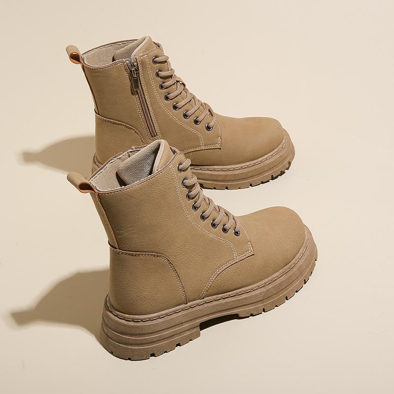 Инс тренд ботинки мартин женские 2025 осень новые британские платформа студенческие короткие ботинки универсальные локомотивные ботинки цвета ревеня 2627