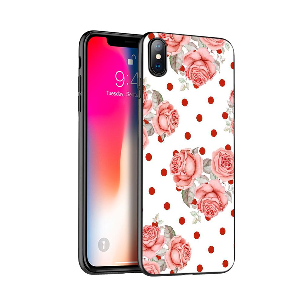 Черный чехол из ТПУ для iPhone 5 5s SE 2020 6 6s 7 8 plus x 10 чехол для iPhone XR XS 11 pro MAX чехол красивая девушка с цветами листья