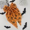Festive Halloween Hair Accessory Bow Spring Clips for Women, Pumpkin Skeleton Ghost Hand Printed Clip Fabric Barrettes, Cute Horror Accessories