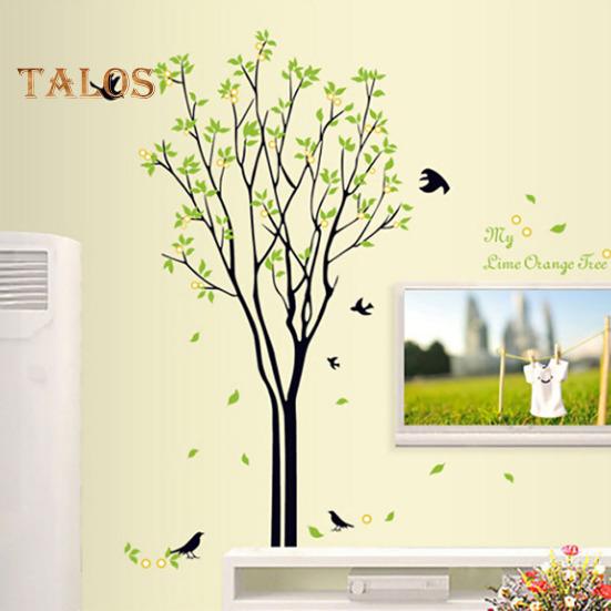 TOP-MART Lemon Tree Bird Wall Sticker Adhesive Decal Mural Living Room Bedroom Home Decor
