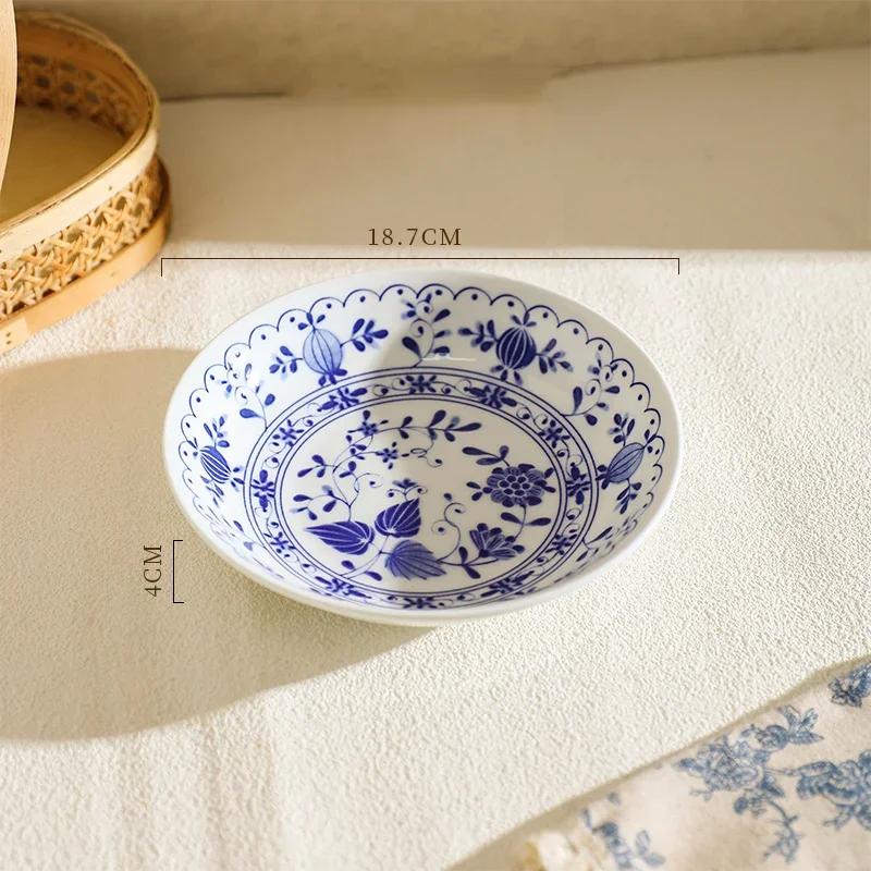 Керамические тарелки в стиле ретро в китайском стиле, элитный ресторан, десерт, салатник, домашняя вкусная посуда, миски для рамэна, изысканная столовая посуда