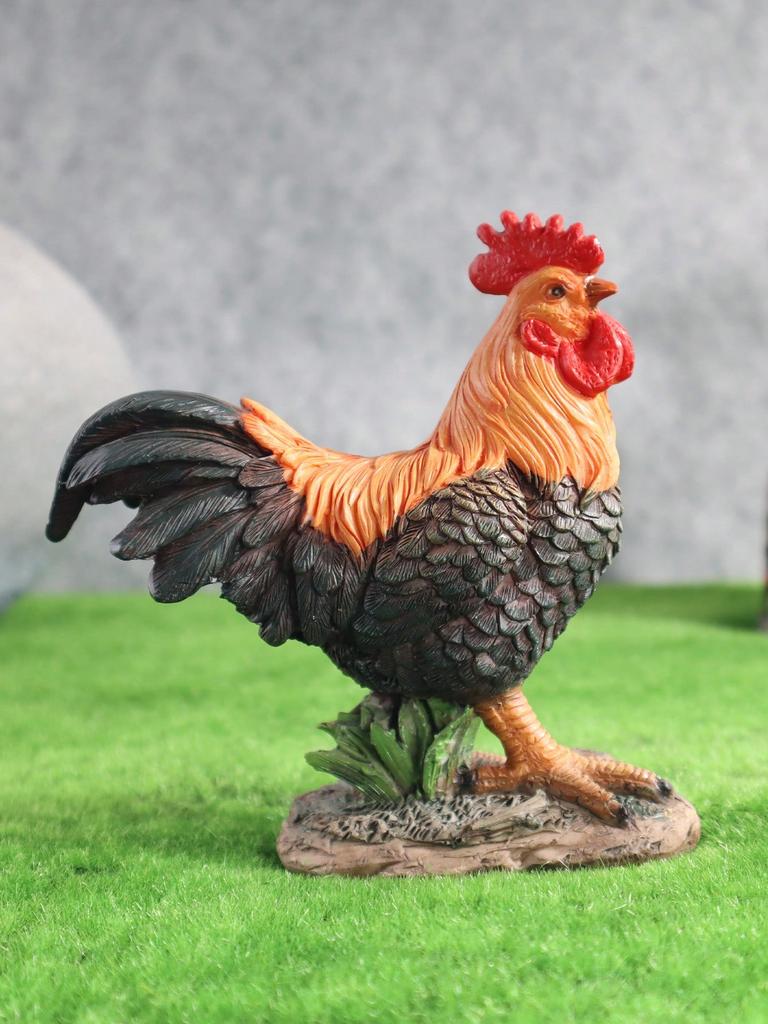 American Country Farm Simulated Rooster and Hen Figurines, Courtyard Lawn Garden Landscape Decoration Resin Craft