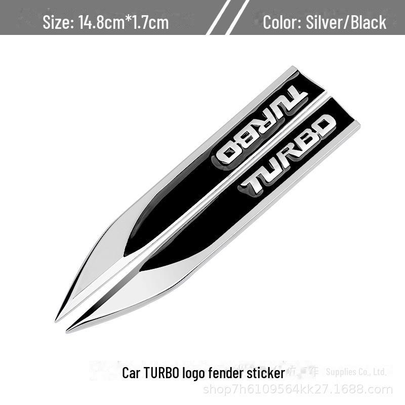 Универсальный металлический спортивный логотип TURBO и декоративная наклейка на крыло - персонализированная и с защитой от царапин