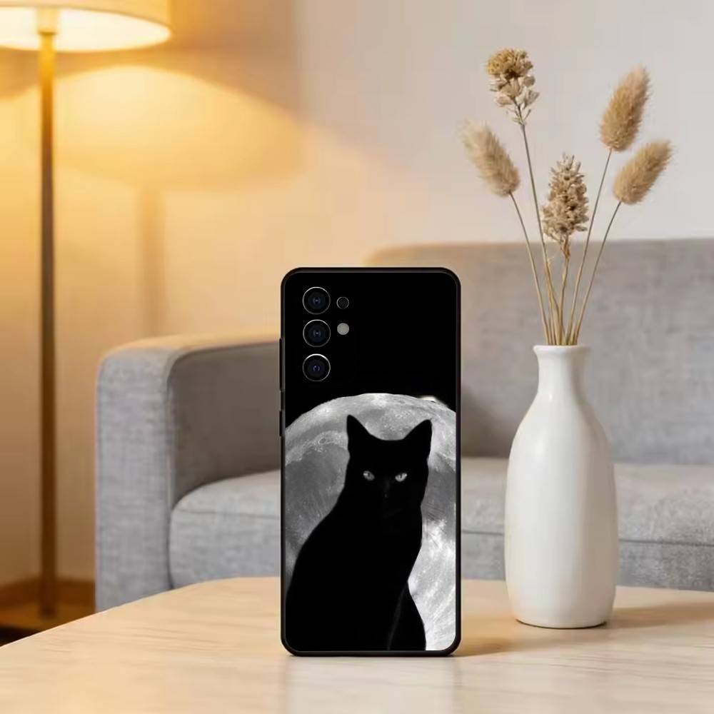 Черный кот Чехол для телефона Черный Силиконовый Мягкий Для Samsung S25,S24,S21,S22,S23,S30,Ultra,S20,Plus,Fe,Lite