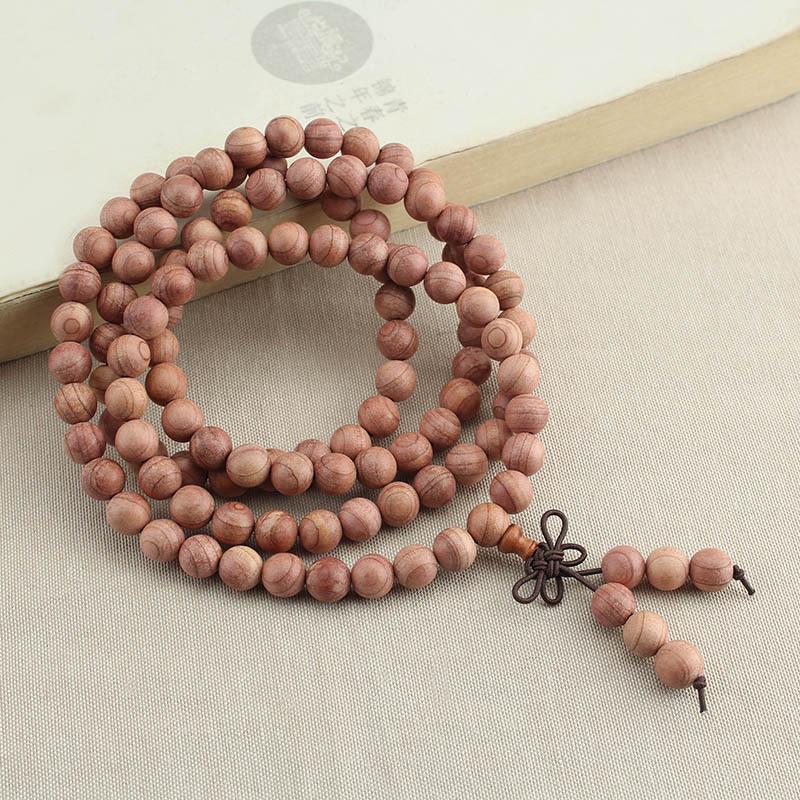 Little Red Book Style Blood Cypress Multi-Strand Bracelet: 108 Bead Buddhist Prayer Beads, Retro Versatile Wenwan Jewelry.