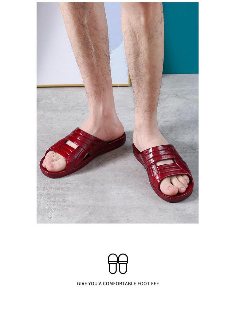 Красные повседневные пляжные тапочки из ПВХ с открытым носком в Корейском стиле: Удобные, модные шлепанцы для взрослых