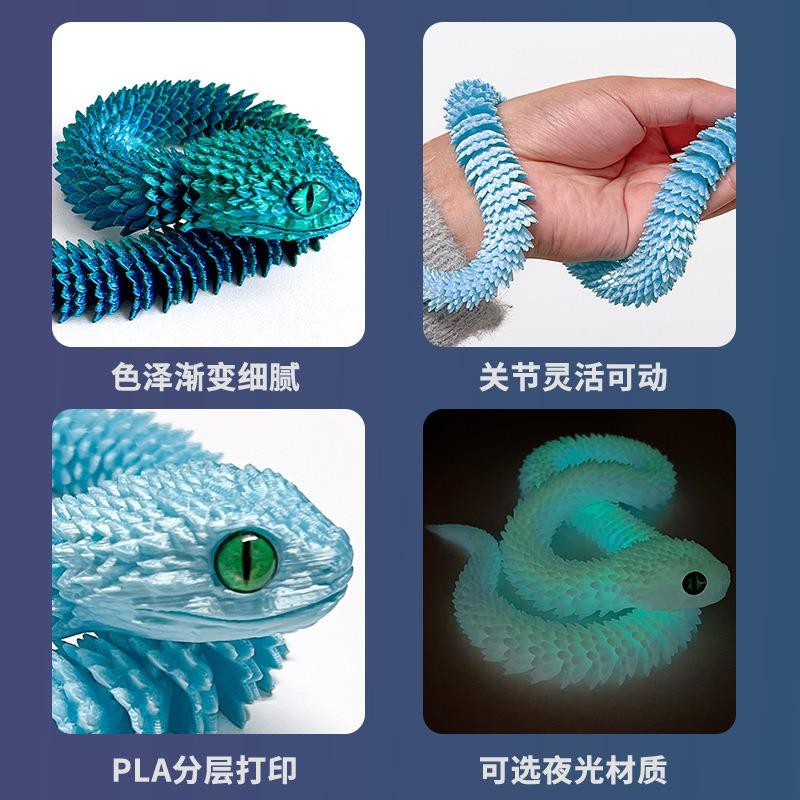 30/45/60cm 3D Printed Snake Flexible Movable Snakes Rotatable Articulated Snakes Ornaments Home Office Desktop Craft Ornament