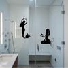 Two Dancing Mermaid Bathroom Glass Wall Stickers 24x25.6CM