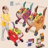Play House Shopping Cart Children'S Simulation Vegetable Fruit Supermarket Shopping Cart Combination Set Girl Toys