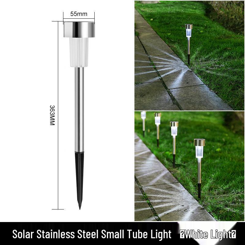 Solar Stainless Steel Mini Lawn Light – Outdoor Villa Courtyard Night Decoration with Ground Insert
