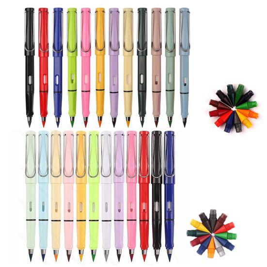 12 шт. Портативные стираемые вечные карандаши без чернил с 12 шт. сменными стержнями для письма и художественного эскиза