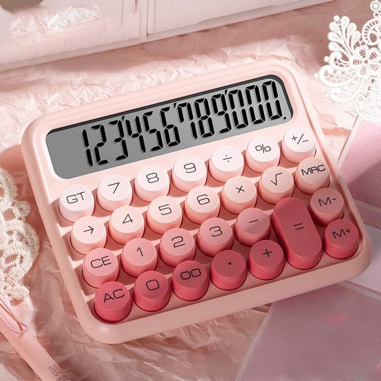 12-значный калькулятор с очень большим ЖК-экраном Большие кнопки Эргономичный дизайн Чистый звук Градиент цвета Механический переключатель Калькулятор