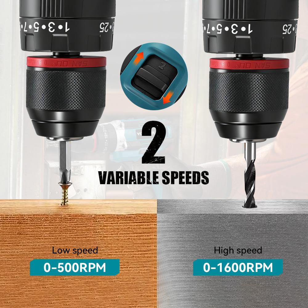 Yofidra 3-в-1 Электрический ударный шуруповерт 25+3 крутящий момент Ручной беспроводной ударный шуруповерт Электроинструмент для деревообработки Для аккумулятора Makita 21V Штифт