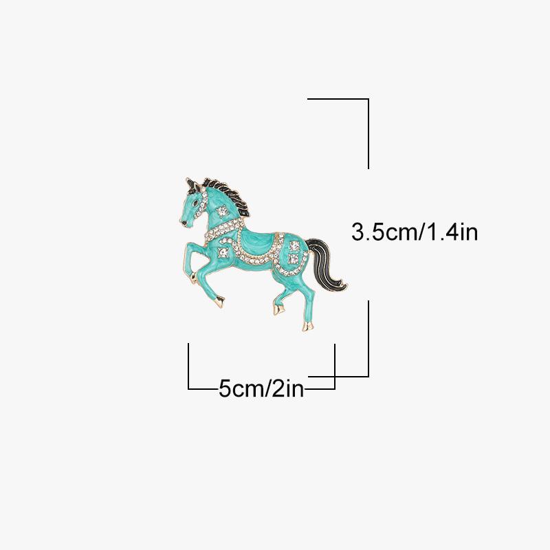 1Pc Enamel Gift Horse Brooch Cartoon Rhinestone Cute Alloy Pin