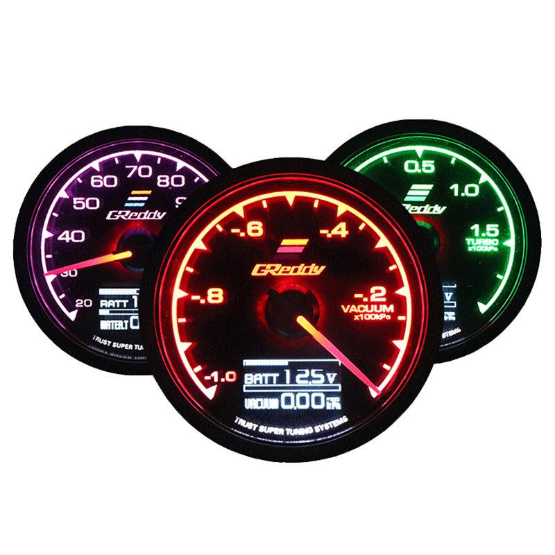 GReddi Boost Gauge Water Temp 7 Warna LCD Display Turbo Oil Pressure RPM Tachometer Racing Mete