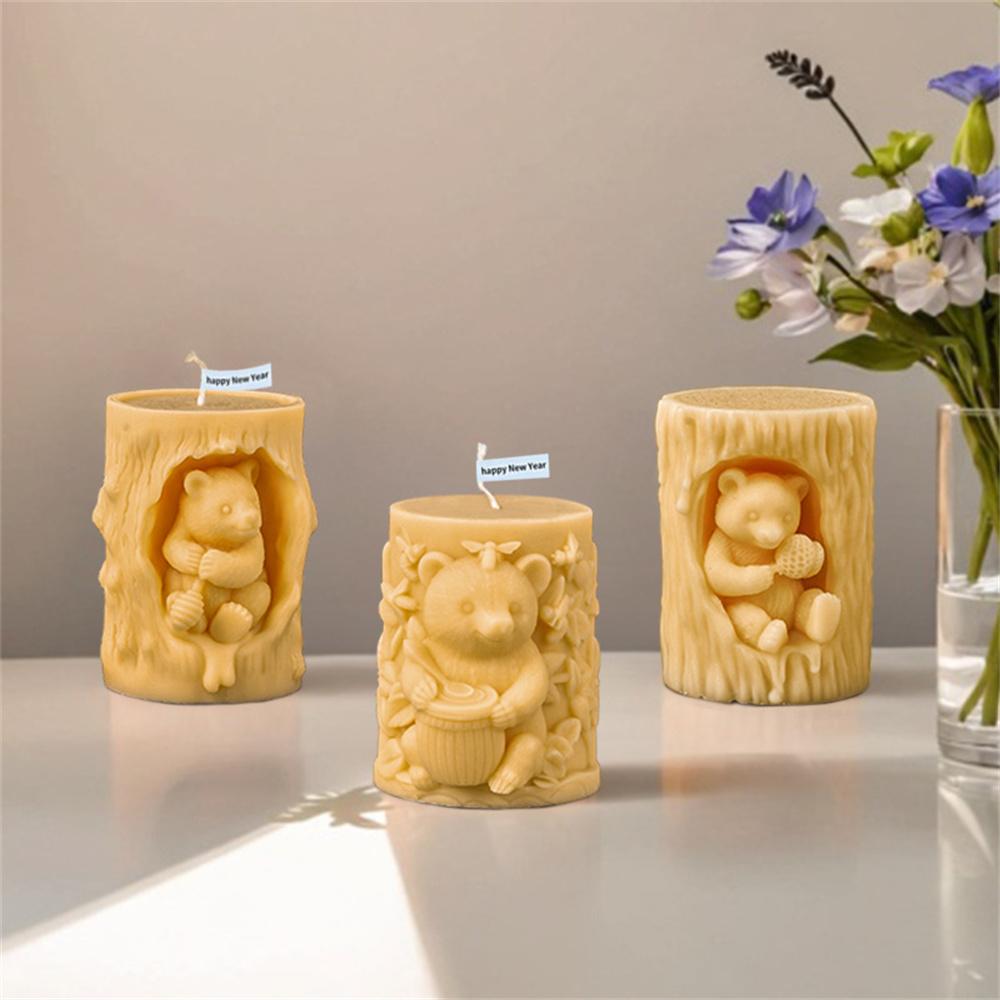 Формы для свечей из силикона с ароматом «Медведь», медовый 3D-медведь, диффузор в виде сот, каменная штукатурка, эпоксидная смола, набор для изготовления свечей