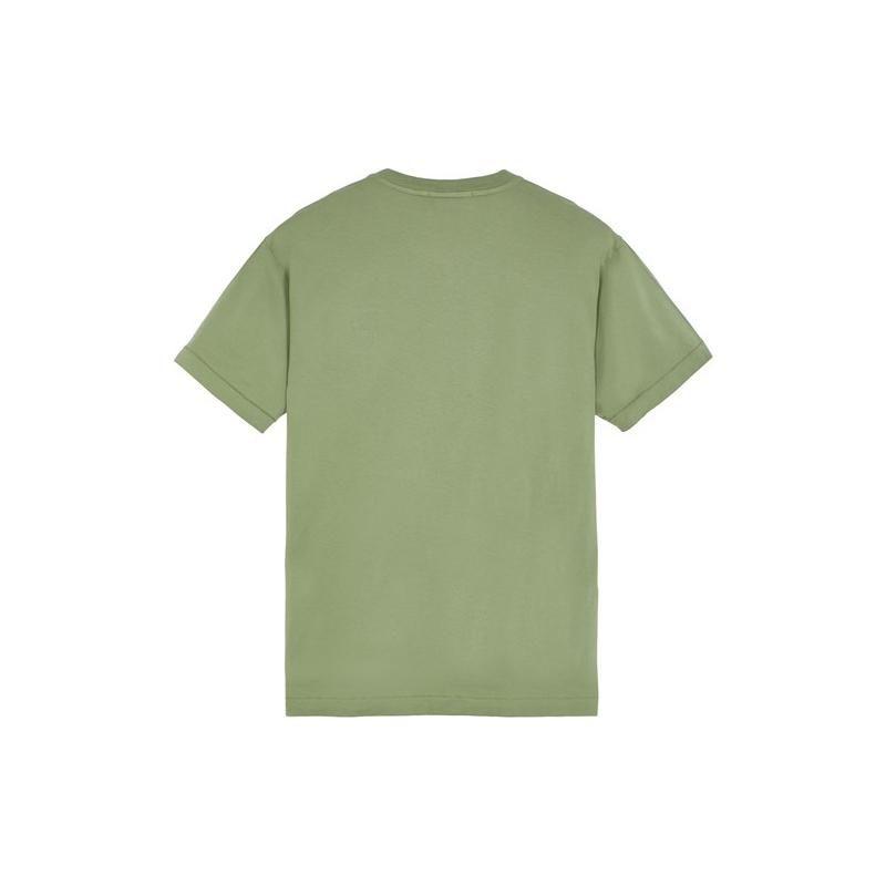 STONE ISLAND Футболка с логотипом цвета шалфея Мужские топы Зеленый 101524113-V0055