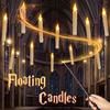 12 Pcs Hanging Floating Candles with Wand Remote Control Magic Flameless Taper Fake Candle for Halloween Party Decor