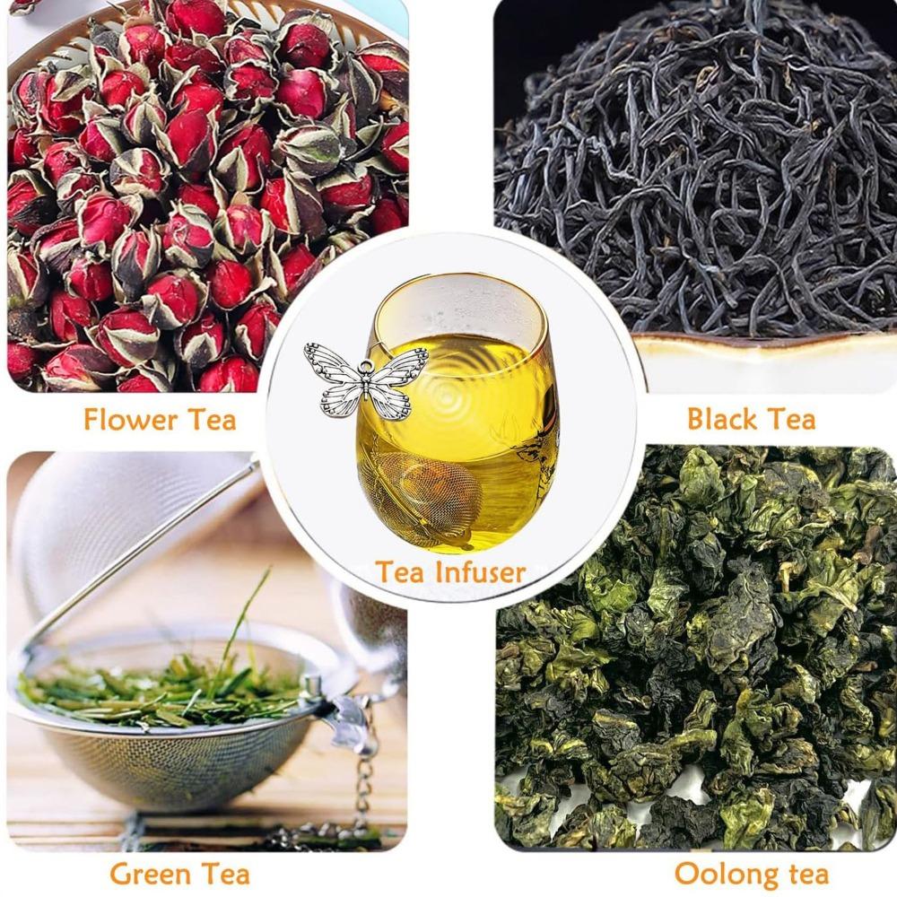 2PCS Stainless Steel Butterfly Bee Chain Tea Infuser Fine Mesh Spice Ball Tea Strainer Soup