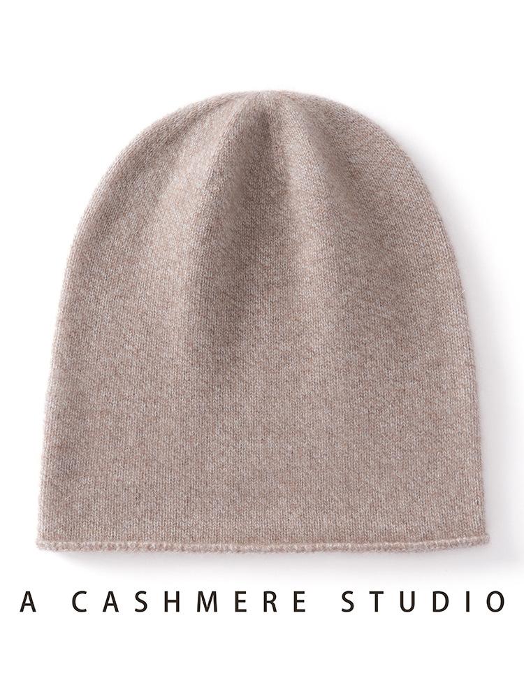 % Cashmere Blended One-Line Seamless Warm Knitted Curled Men's and Women's Cashmere Hats