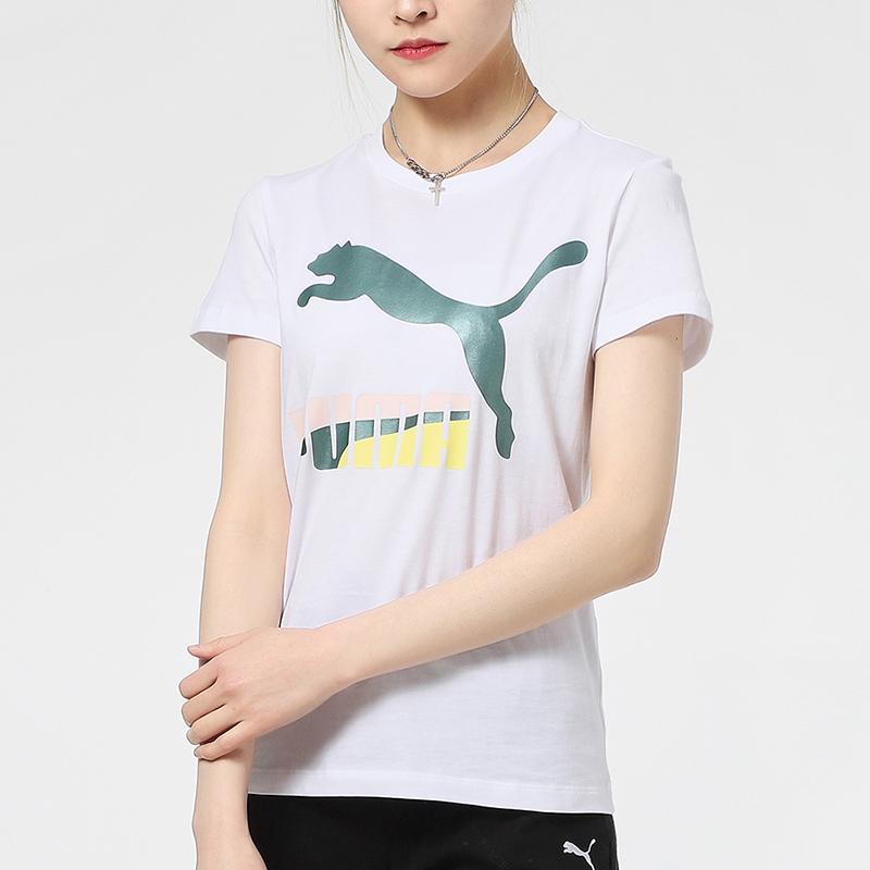 Puma Футболка для бега и тренировок, повседневная, с круглым вырезом и коротким рукавом, женская, белая 532282-52