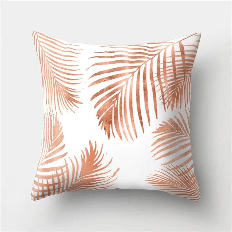 Чехол для подушки из полиэстера с принтом тропических растений и золотым листом для дома, гостиной, украшения дивана, подушка, чехол для подушки 45x45 см