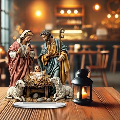 Рождественский вертеп, статуэтка, украшение для рождения Иисуса, религиозная скульптура, миниатюры Святого семейства