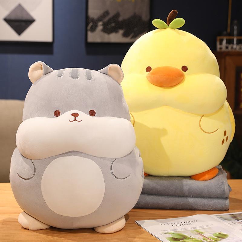 Грелка Желтая Утка Акула Плюшевая Игрушка и Плед - Милая, Мягкая, Вкладываемая, Идеально для Время Сна или Комнат с Кондиционером