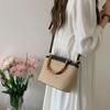 Weaving Bag Summer New Bamboo Handle Tote Straw Bag Niche Simple Shoulder Crossbody Bucket Bag Women's Bag KTY