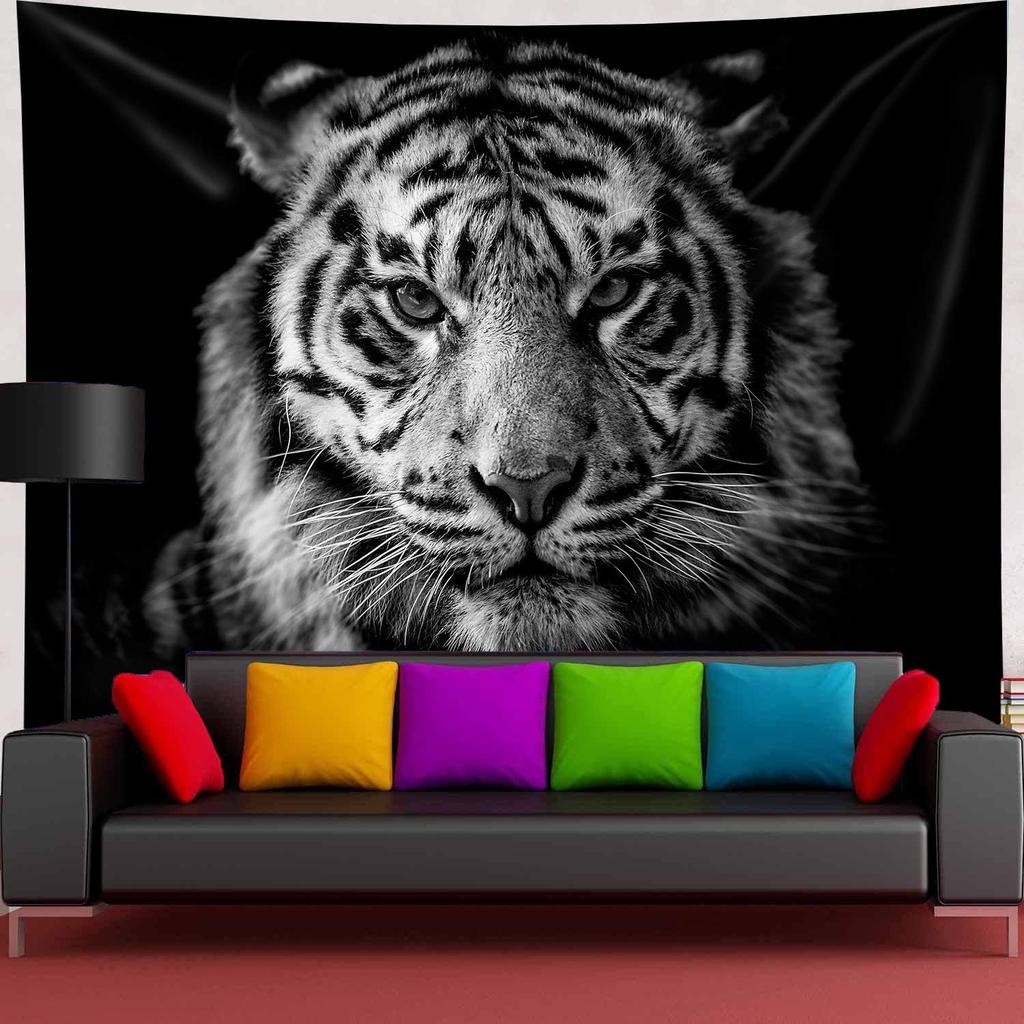 King of The Forest Tiger Tapestry Forest Animal Wall Hanging Tropical Rainforest Landscape for Living Room Dorm Bedroom
